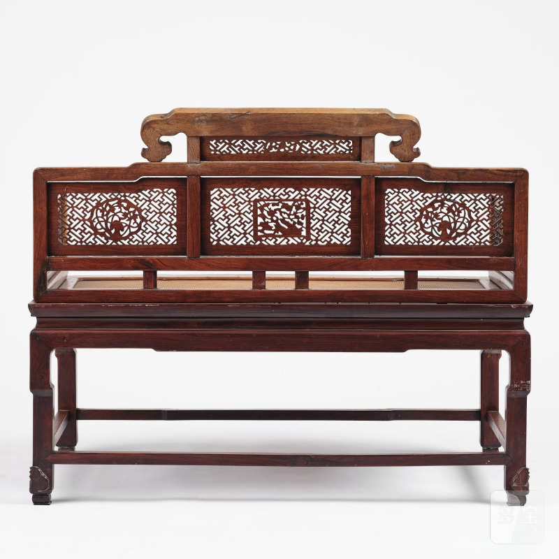 A Chinese hardwood throne chair/day bed, - 图7